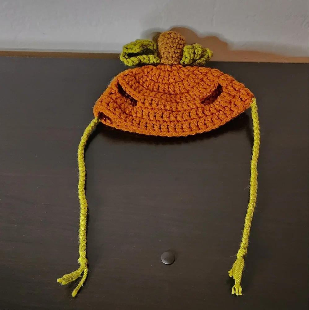 New Cat or XS Dog Hand Knit Pumpkin Hat Fits 6-10lb Dog/Cat